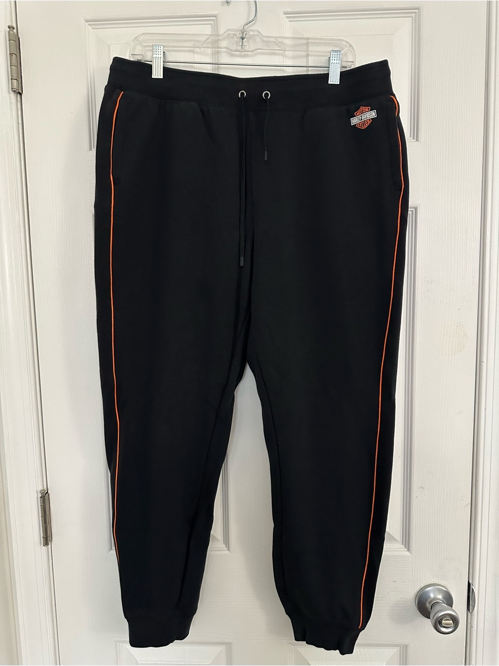 Harley-Davidson Womenβs Black Jogger Pants with Orange Piping